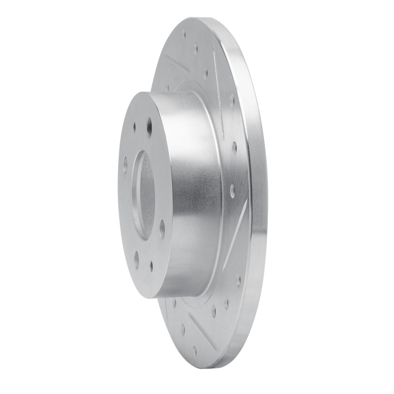 Nissan TSURU Brake Rotor (1) - Front Right - R1 Concepts - Drilled & Slotted - Silver - `86-`06